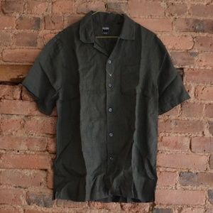 Todd Snyder Olive Green Linen Camp Collar Resort Button Down Shirt